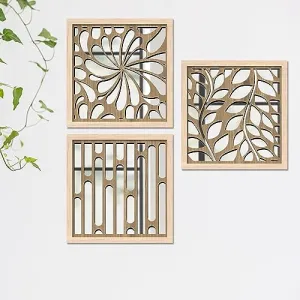 kotart Wall Mirror Decor Panel Wooden Hanging Rectangular Wall Decor Frame for Living Room, Bedroom - Wooden Jharokha Frames Mirror - Decorative Mirror Wooden Wall Hanging for Home Decor (Style03)