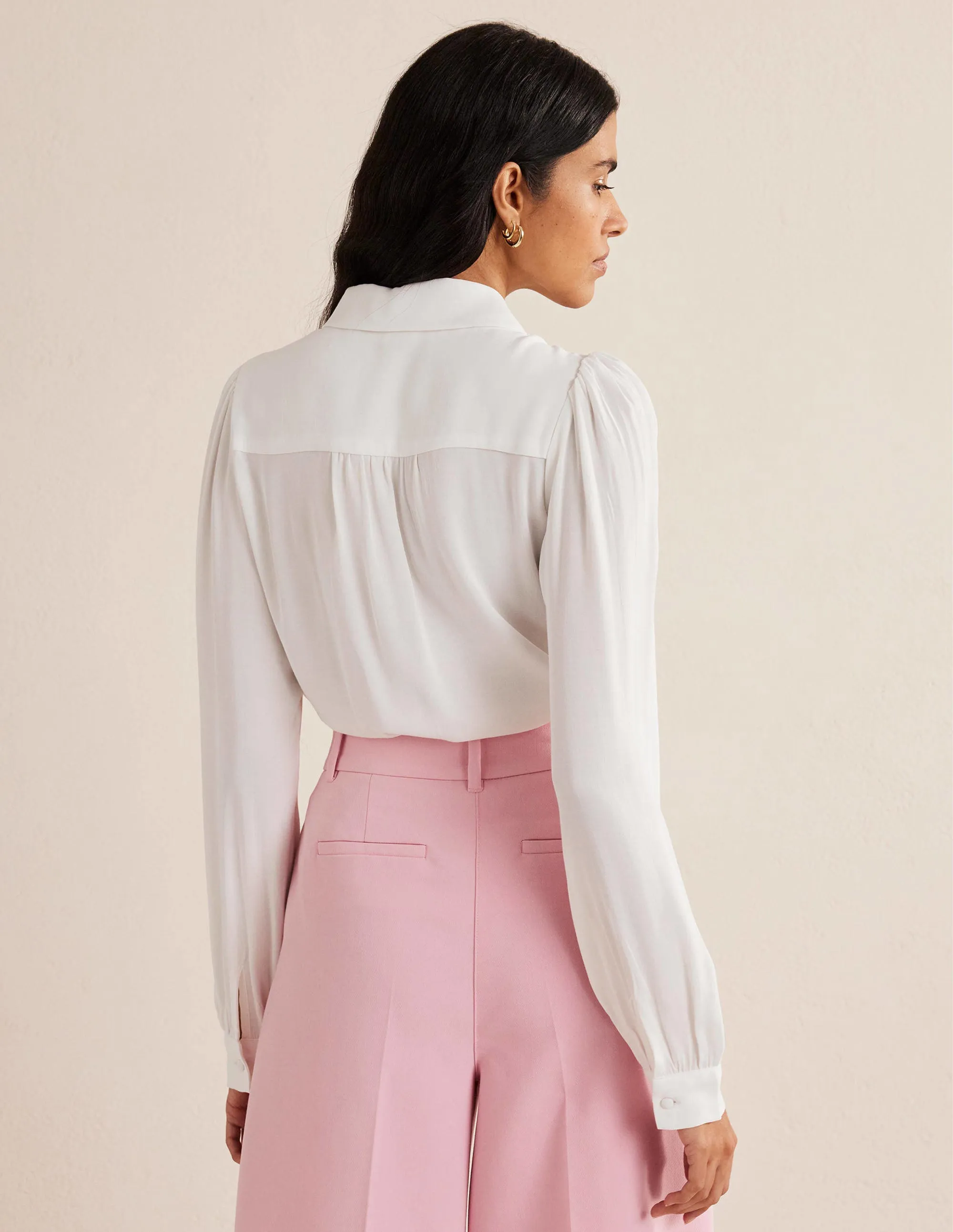 Lace Bib Blouse-Ivory