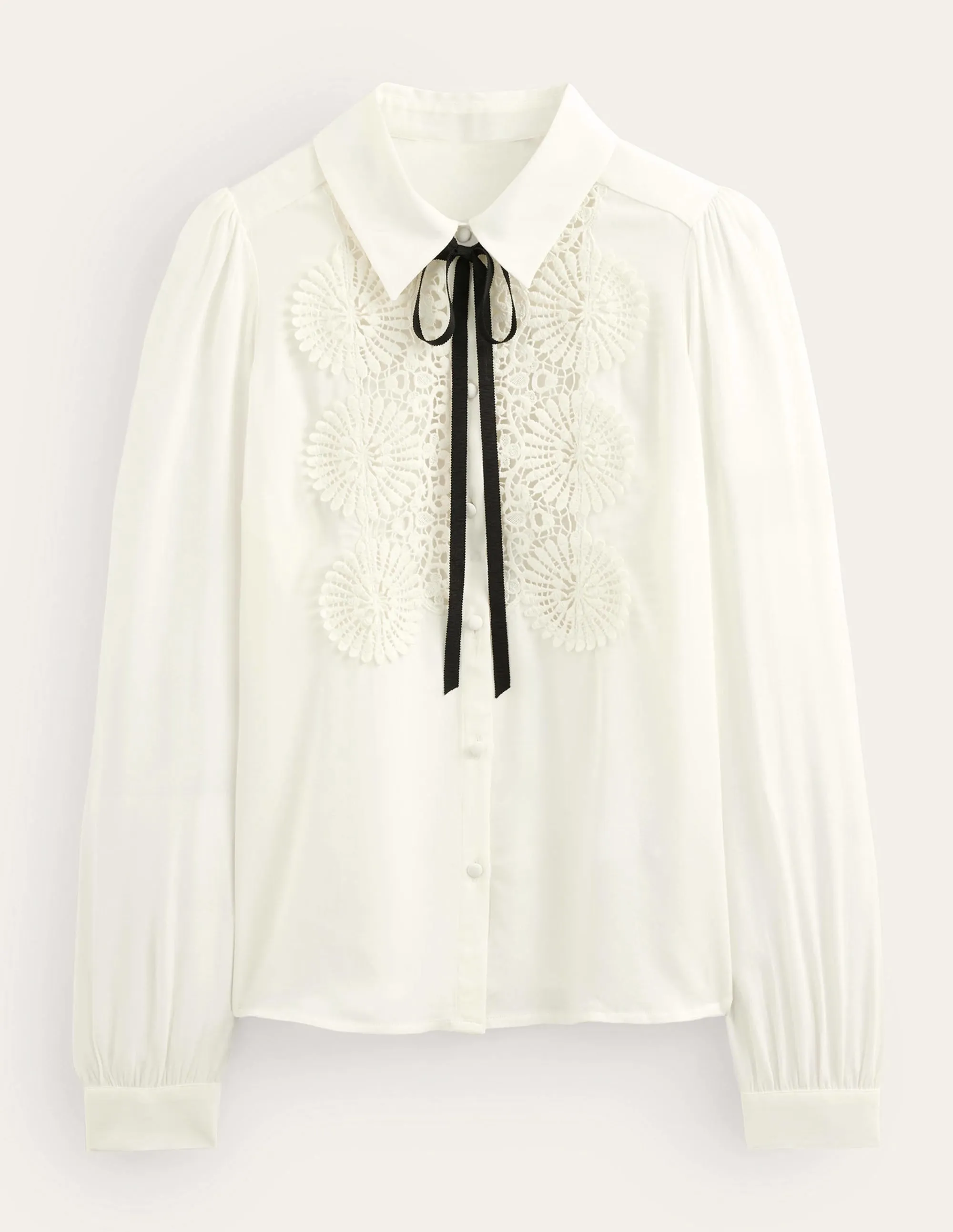Lace Bib Blouse-Ivory