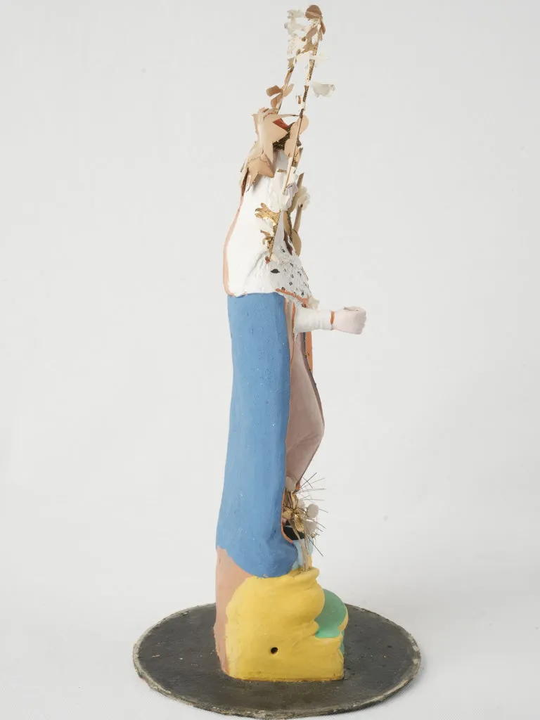Late 19th-century Painted Terracotta Santibelli Statue - Saint Elizabeth of Hungary 16½"