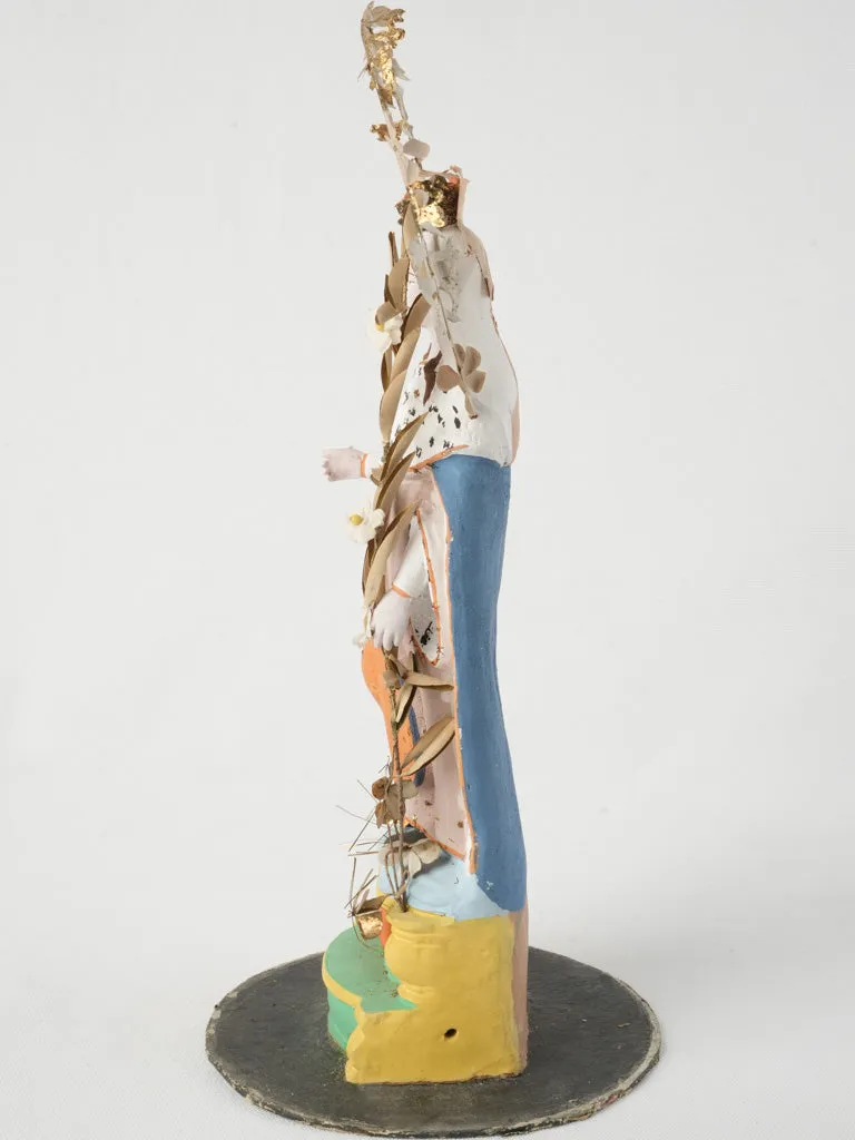 Late 19th-century Painted Terracotta Santibelli Statue - Saint Elizabeth of Hungary 16½"