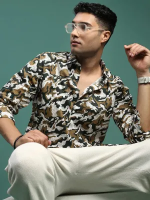 Men Green Camouflage print Shirt