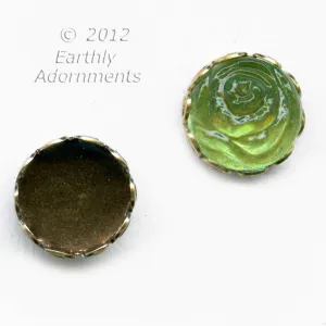 Oxidized brass lace edge setting for 7-8mm round flat back stone. b9-2250