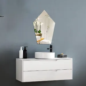 WallDaddy - Plastic Pentagon Mirror for Wall Decorative Mirror Sticker (30x20) Cm Mirror for Wash Basin Flexible Mirror Sheets for Wall Acrylic Mirror for Bathroom Pack of- 1 (Pentagon Mirror)