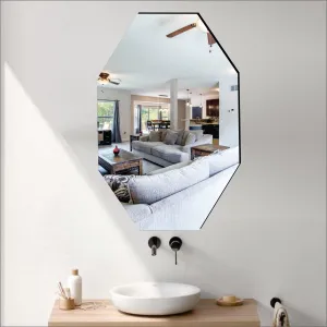 WallDaddy - Self Adhesive Wall Mirror Stickers Big Size (30x20) Cm Frameless Mirror for Wall Stickers | Mirror for Bathroom | Bedroom | Wash Basin Flexible Mirror Sheets for Wall (Octagonal, Unframed)
