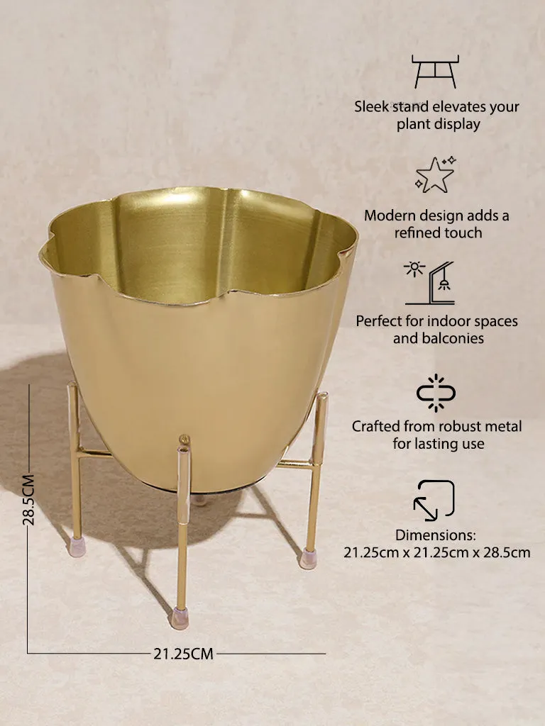 Westside Home Gold Flower Pot on Stand